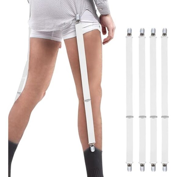 HOLD'EM Shirt Stay for Men Police Military Non Slip Clips - White Straight - Picture 1 of 7